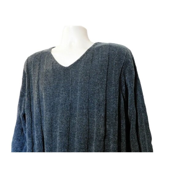 Claiborne Sweater XL Blue Grey Knit Pullover Long Sleeve 100% Acrylic - Picture 2 of 6